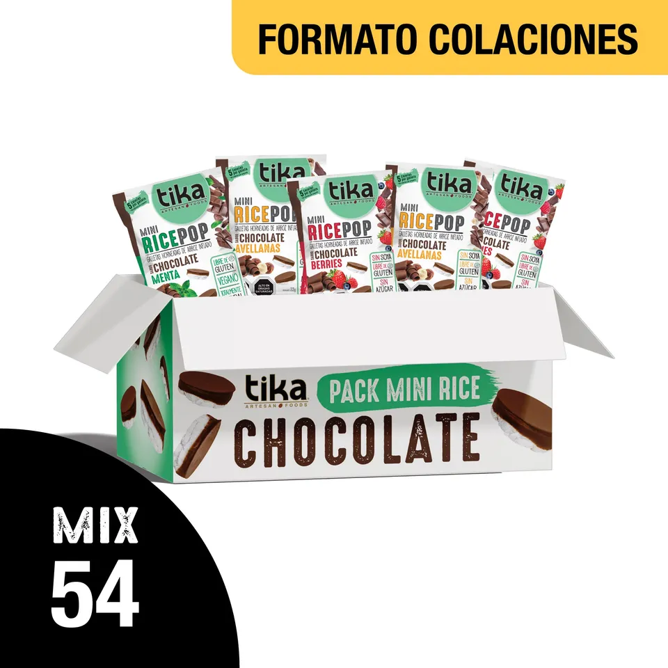 tika-pack-mini-rice-pop-chocolate-surtido-22g-x-54-colaciones image 1
