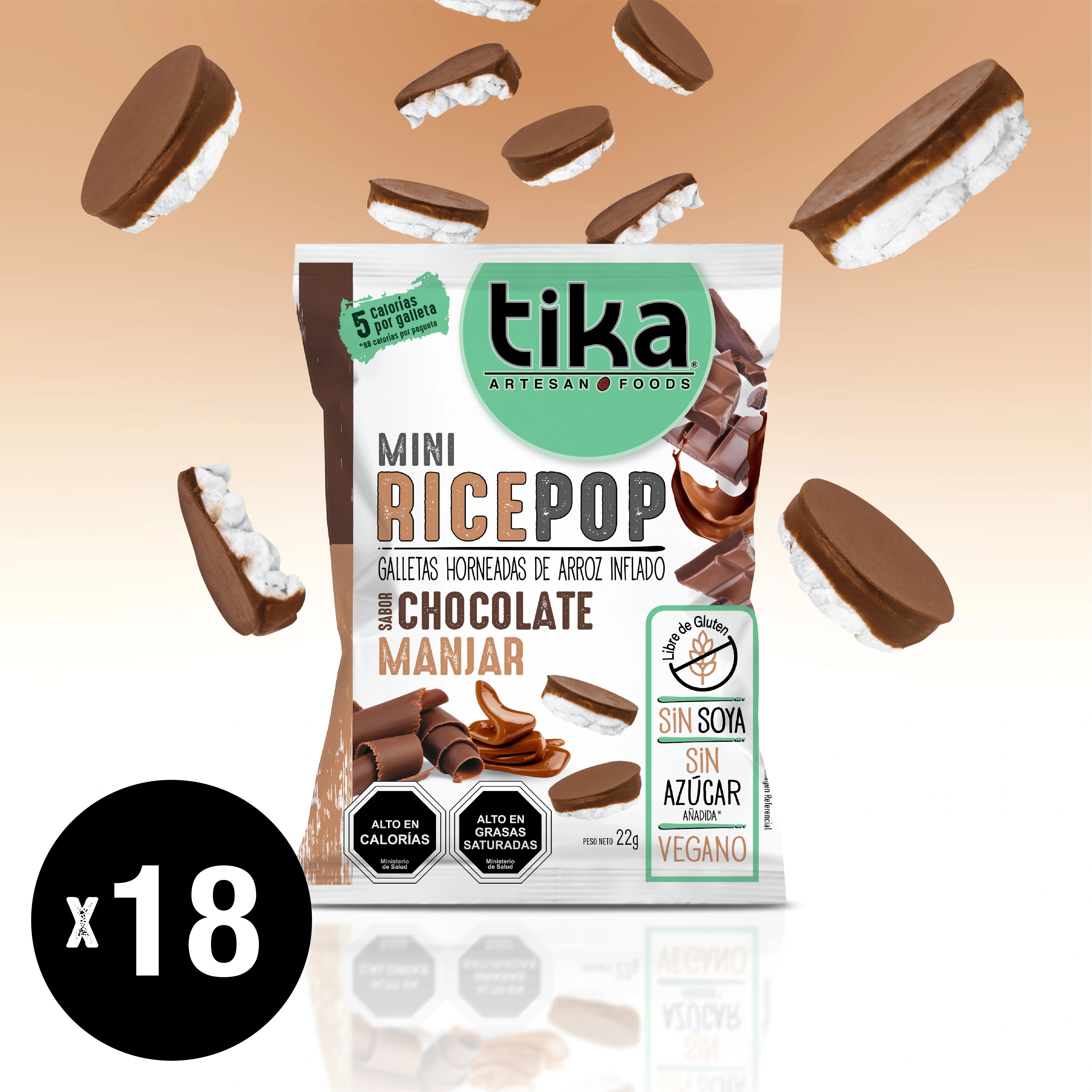 tika-mini-rice-pop-chocolate-manjar-22g-x-18-colaciones image 1