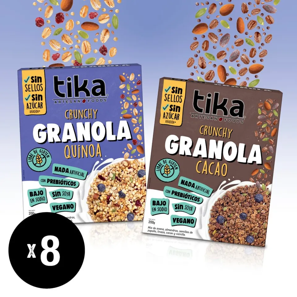 tika-pack-8-granola-crunchy-duo-quinoa-y-cacao-200g image 1