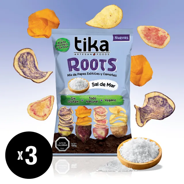 tika-roots-sal-de-mar-135g-x-3-unidades-chips-de-papas-y-camotes image 1