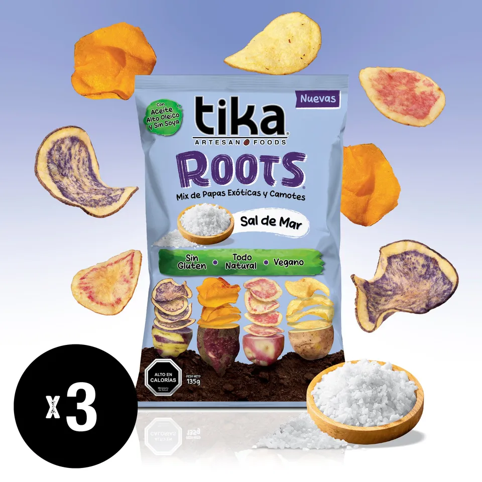 tika-roots-sal-de-mar-135g-x-3-unidades-chips-de-papas-y-camotes image 1