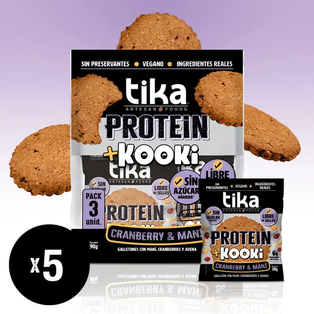 tika-pack-15-galletones-kooki-protein-cranberry-man image 1