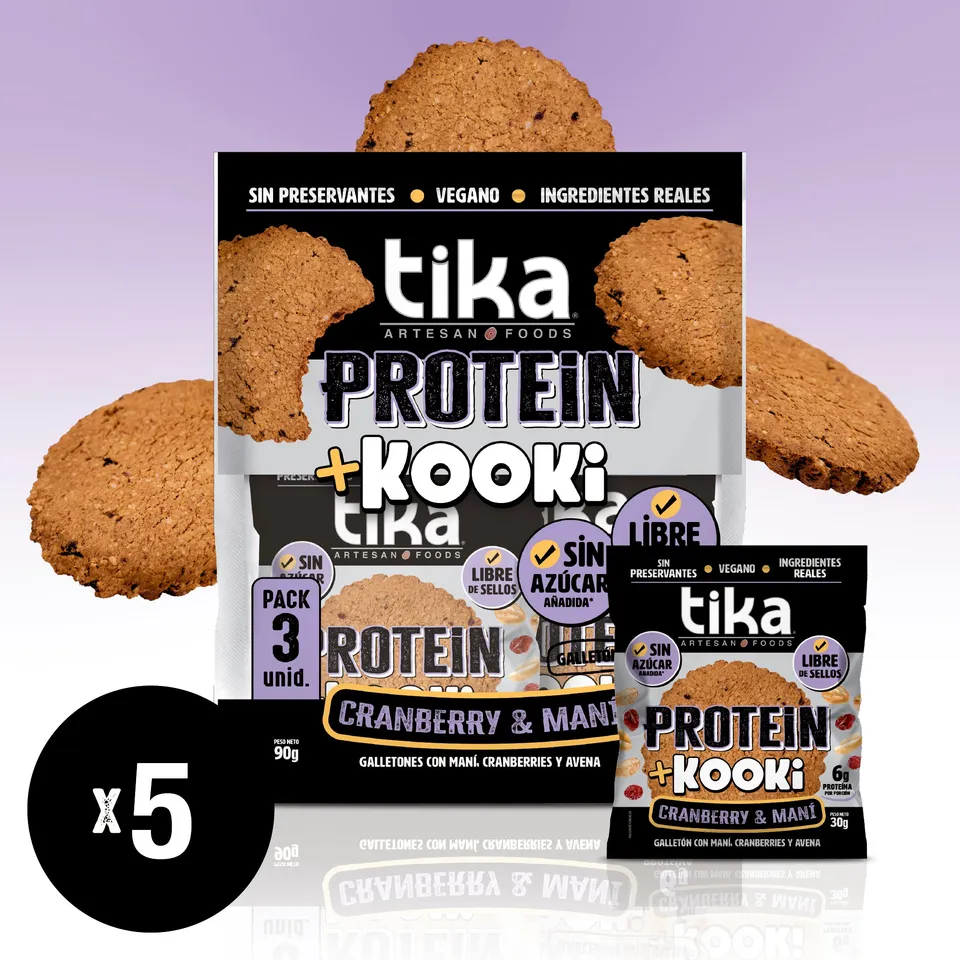 tika-pack-15-galletones-kooki-protein-cranberry-man image 1