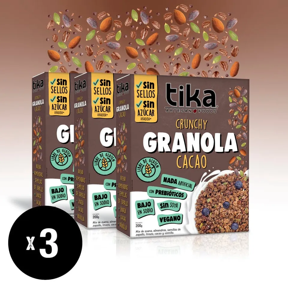 tika-granola-crunchy-cacao-200g-pack-de-3-unidades-de-avena-cacao-almendras-y-pr image 1