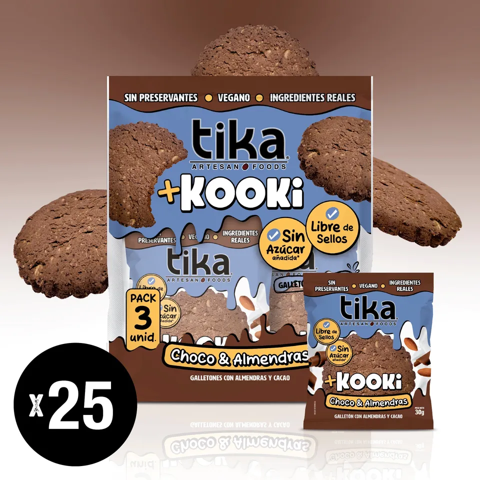 tika-kooki-choco-almendras-pack-75-galletones-25x3 image 1