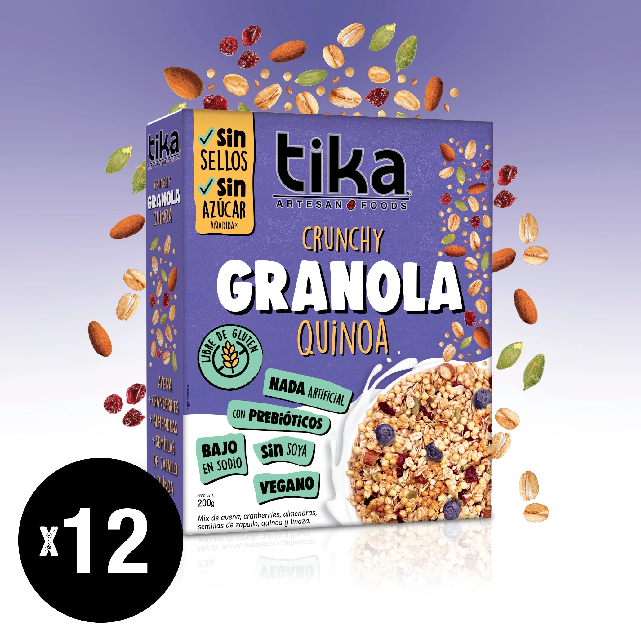 pack-12-tika-granola-crunchy-avena-quinoa-200g image 1