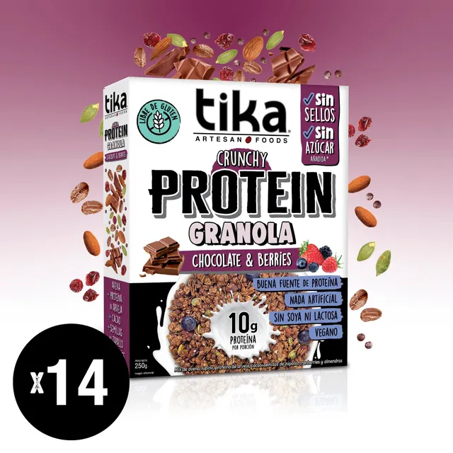 pack-14-tika-protein-granola-crunchy-chocolate-berries-250g image 1