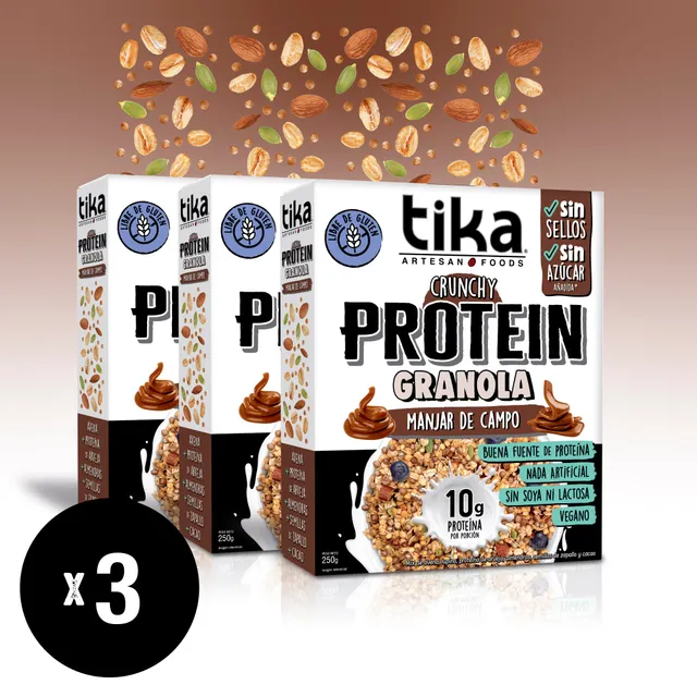 tika-pack-3-protein-granola-crunchy-manjar-de-campo-250g image 1