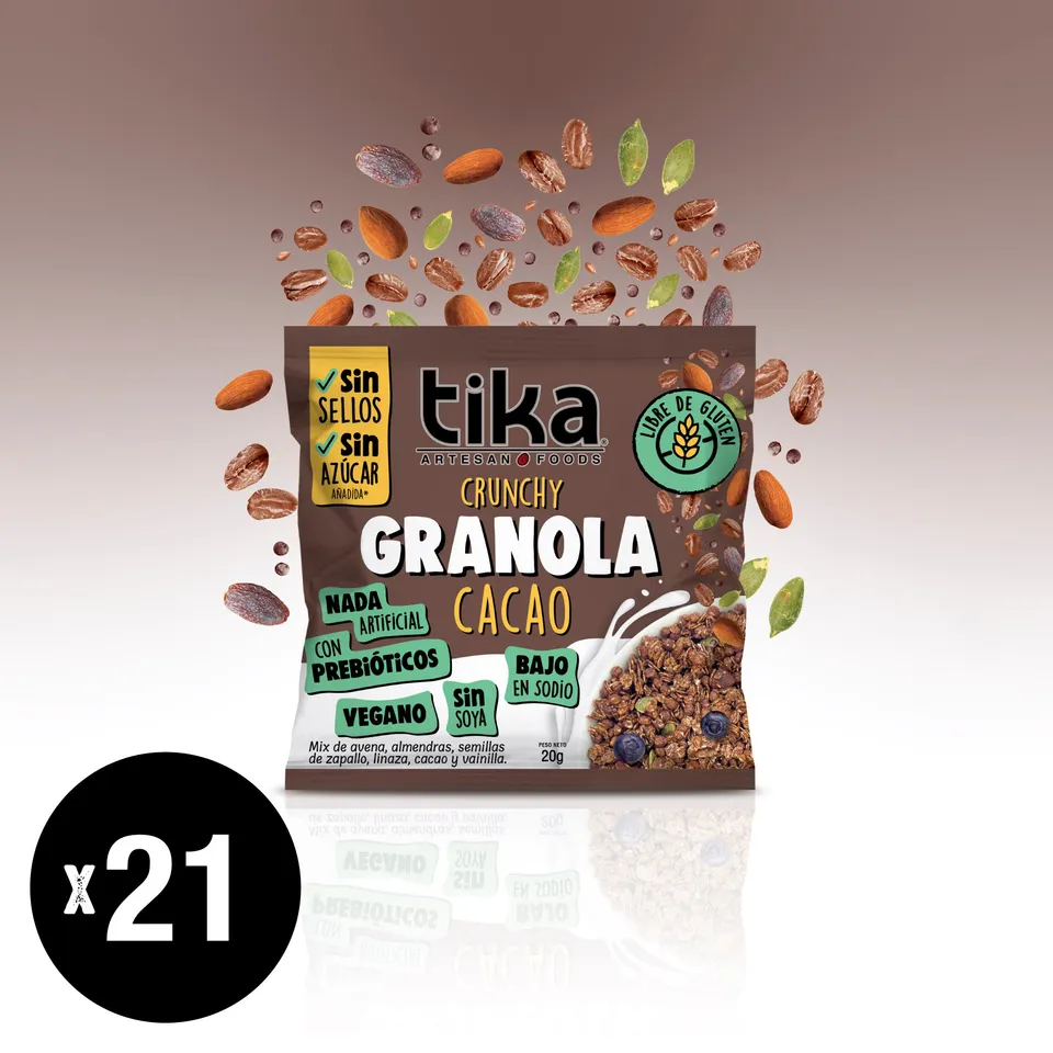 tika-granola-crunchy-cacao-20g-x-21-colaciones-granola-natural image 1