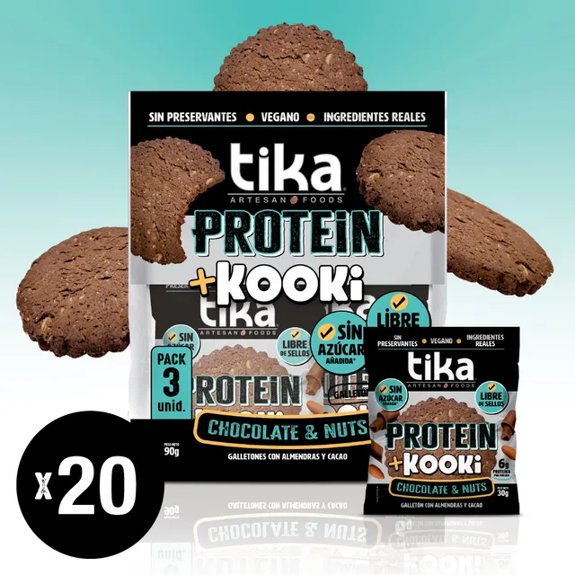 tika-pack-60-galletones-kooki-protein-chocolate-nuts image 1