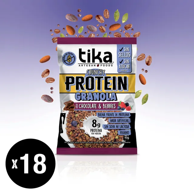 tika-protein-granola-crunchy-chocolate-berries-40g-18-colaciones image 1