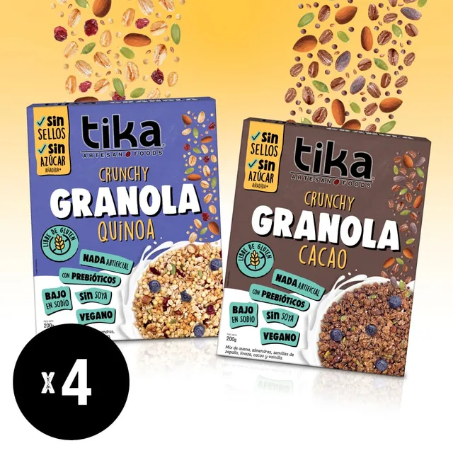 tika-pack-4-granola-crunchy-duo-quinoa-y-cacao-200g image 1