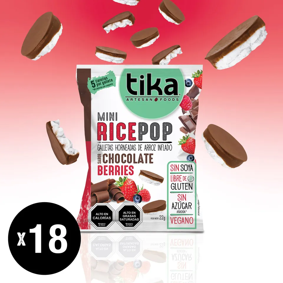 tika-mini-rice-pop-chocolate-berries-22g-x-18-colaciones image 1