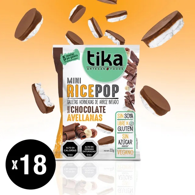 tika-mini-rice-pop-chocolate-avellanas-22g-x-18-colaciones image 1