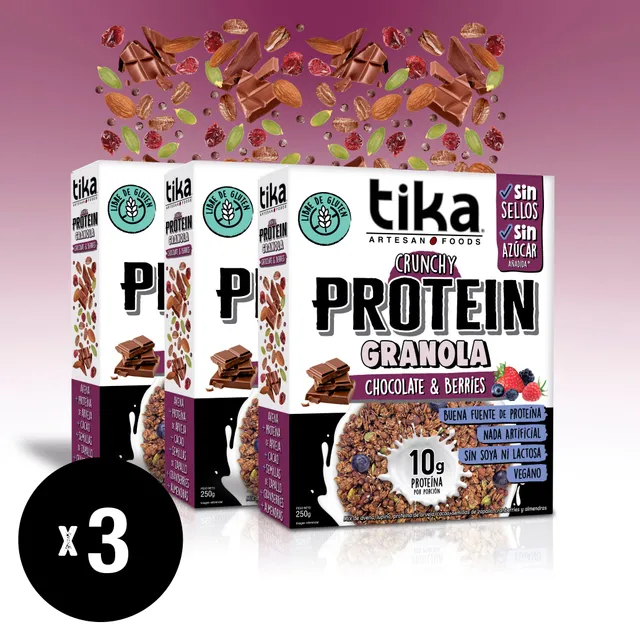 tika-protein-granola-crunchy-chocolate-berries-250g-x3 image 1