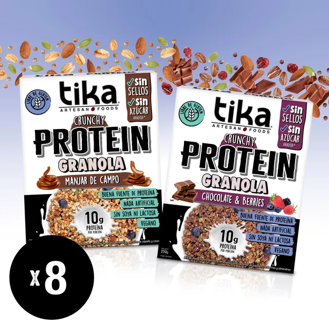 tika-protein-granola-crunchy-duo-250g-pack-8-granolas image 1